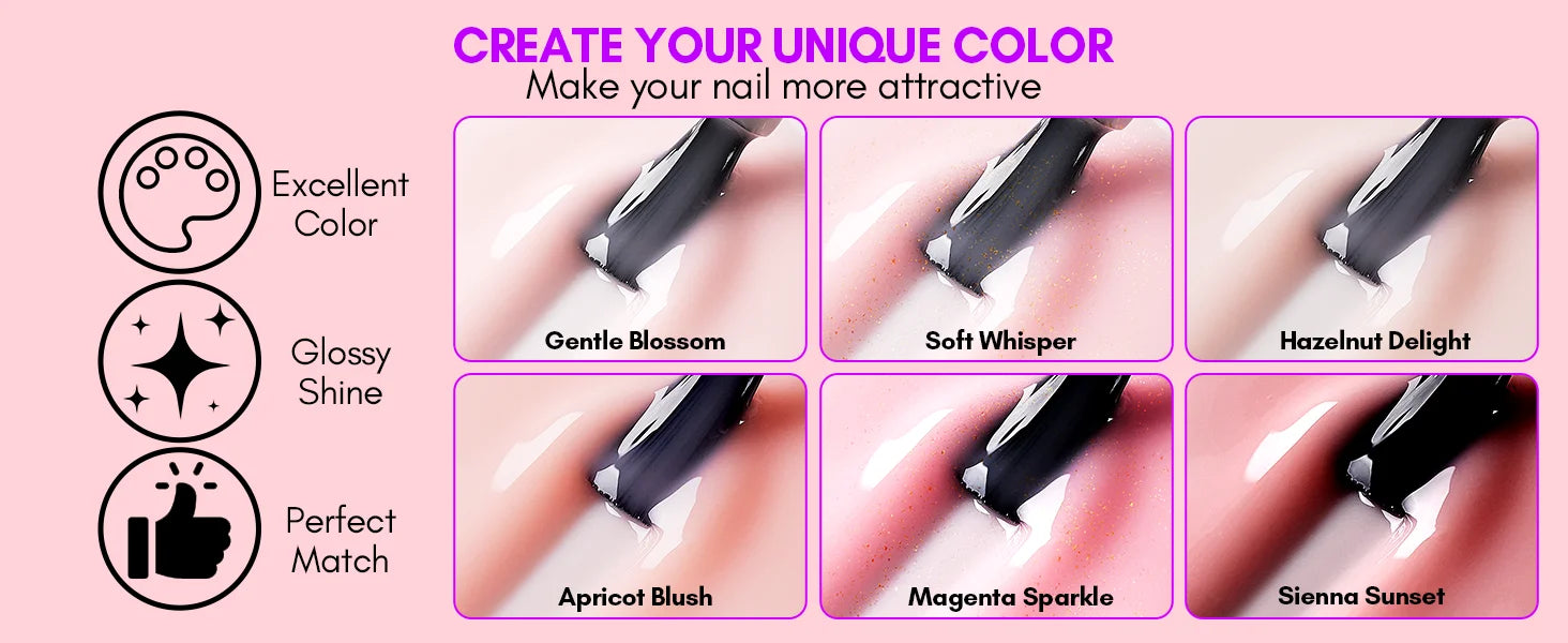 Makartt Gel Nail Polish, Natural Nude Jelly Pink Milky White Red Glitter Gel Polish 6PCS Summer 8ML Soak Off UV LED Gel Polish
