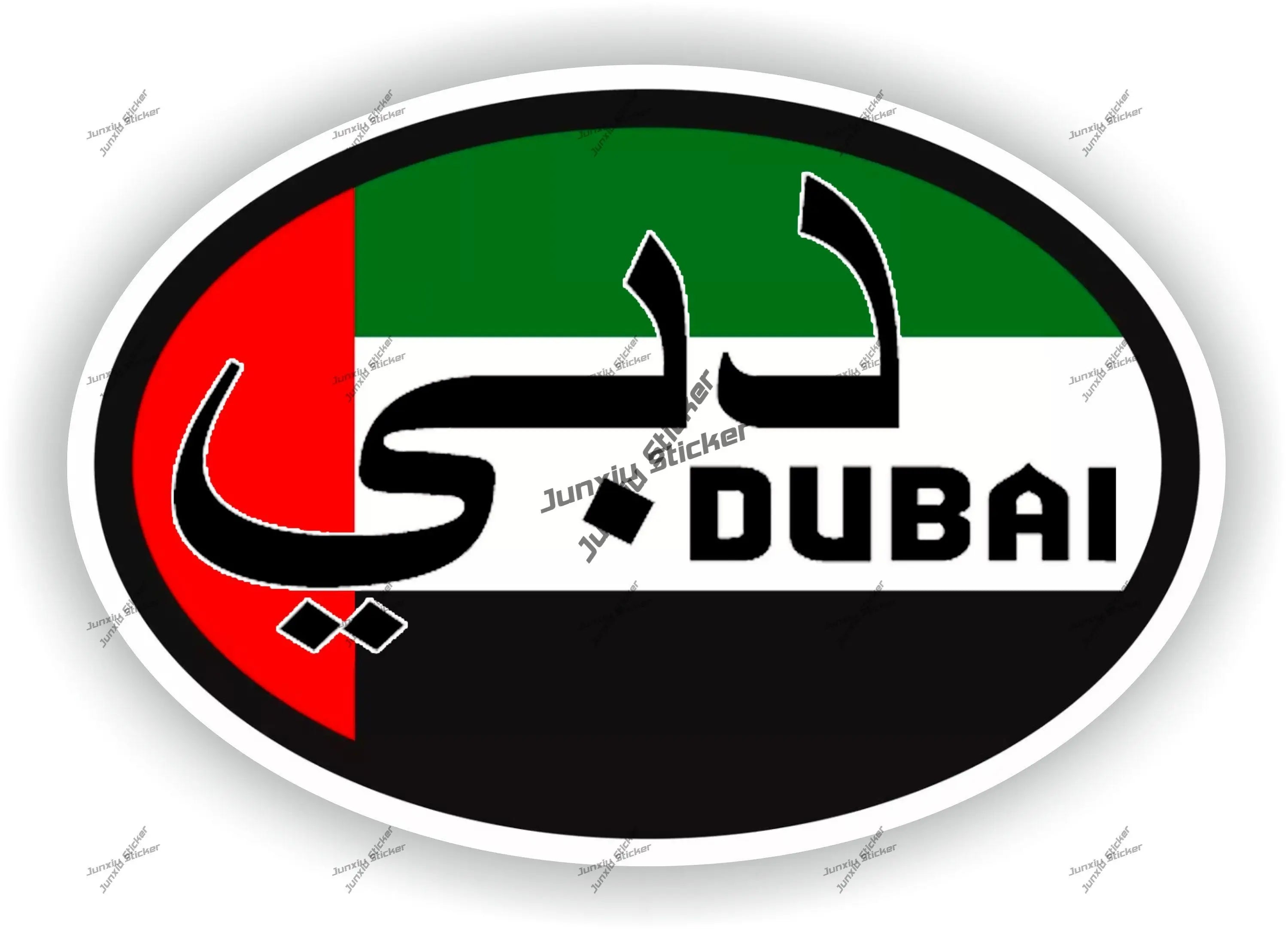 Dubai Country Code Oval Sticker with Flag Dubai Patriotic Decal Cover Scratches Decoration Decal Vehicle Waterproof Accessories