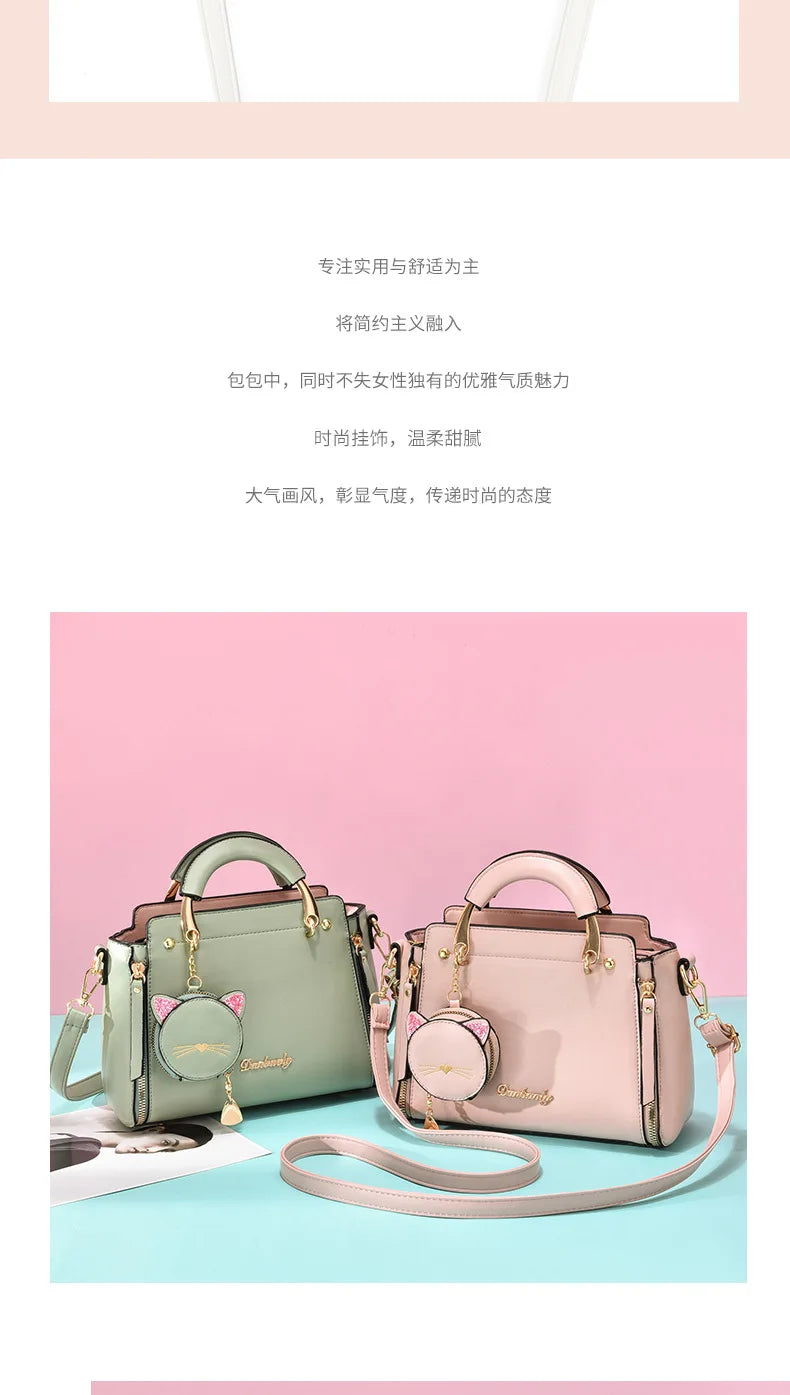 Vento Marea Summer Women Bag Side 2023 New Pu Leather Cute Cat Totes Design Ladies Shoulder Purse & Handbag Sweet White Shoulder