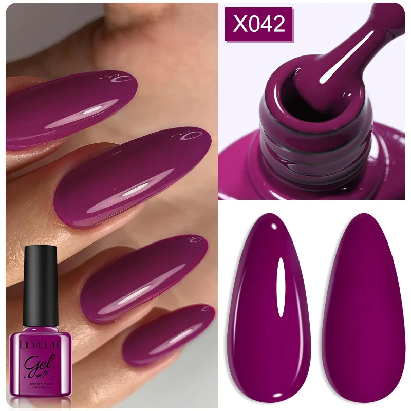 LILYCUTE 7ML Black White Color Gel Nail Polish Summer Colorful Gel Nail Art Semi Permanent UV Gel Soak Off UV LED Gel Varnishes