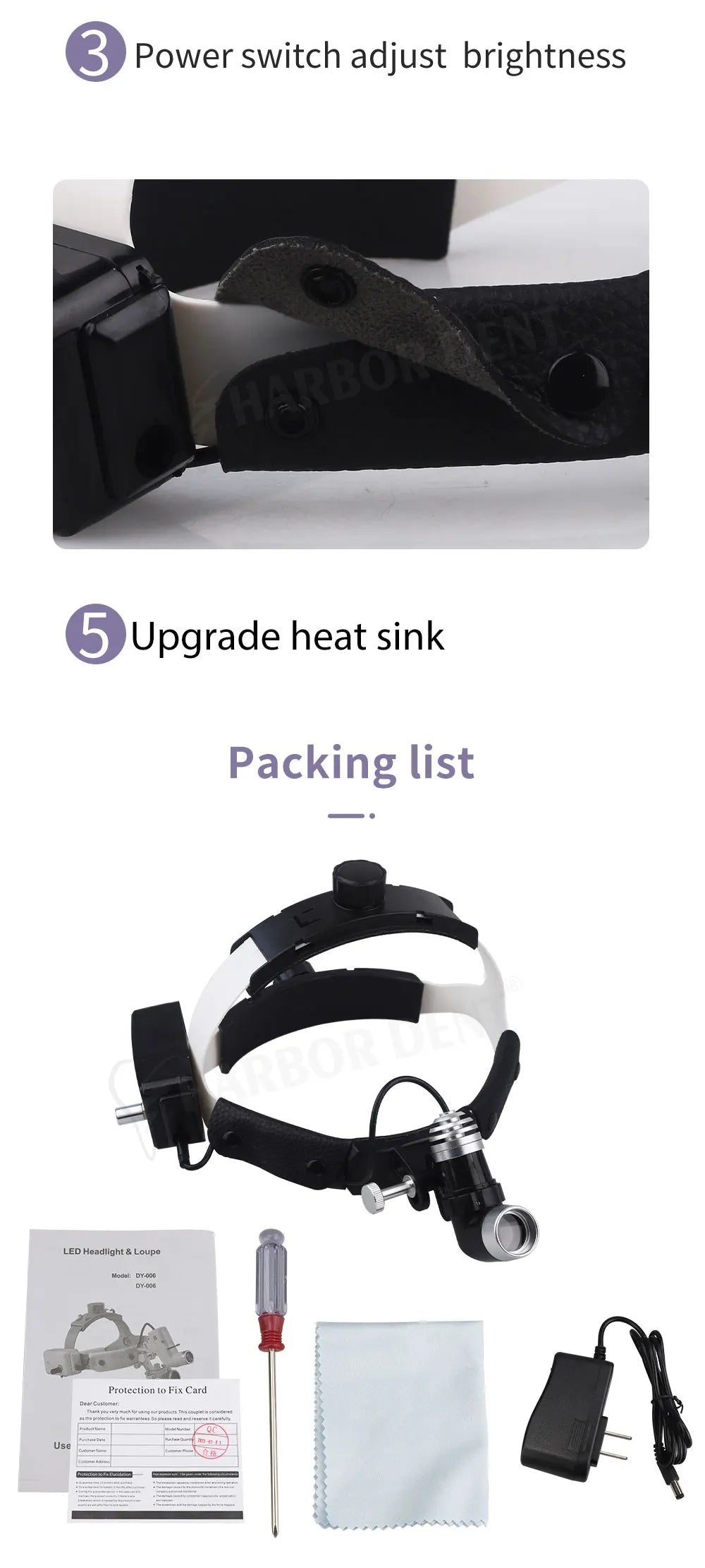 Dental Head-Mounted Headlights 5W LED Adjustable Brightness Surgical Head Light Lamp Dentistry Lab Equipments