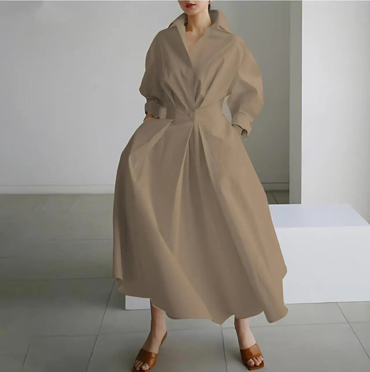 Women's Summer Dress Plus Size Commuter Polo Neck Loose Fit New Elegant Trendy Minimalist Fashionable Niche Versatile Casual Fit