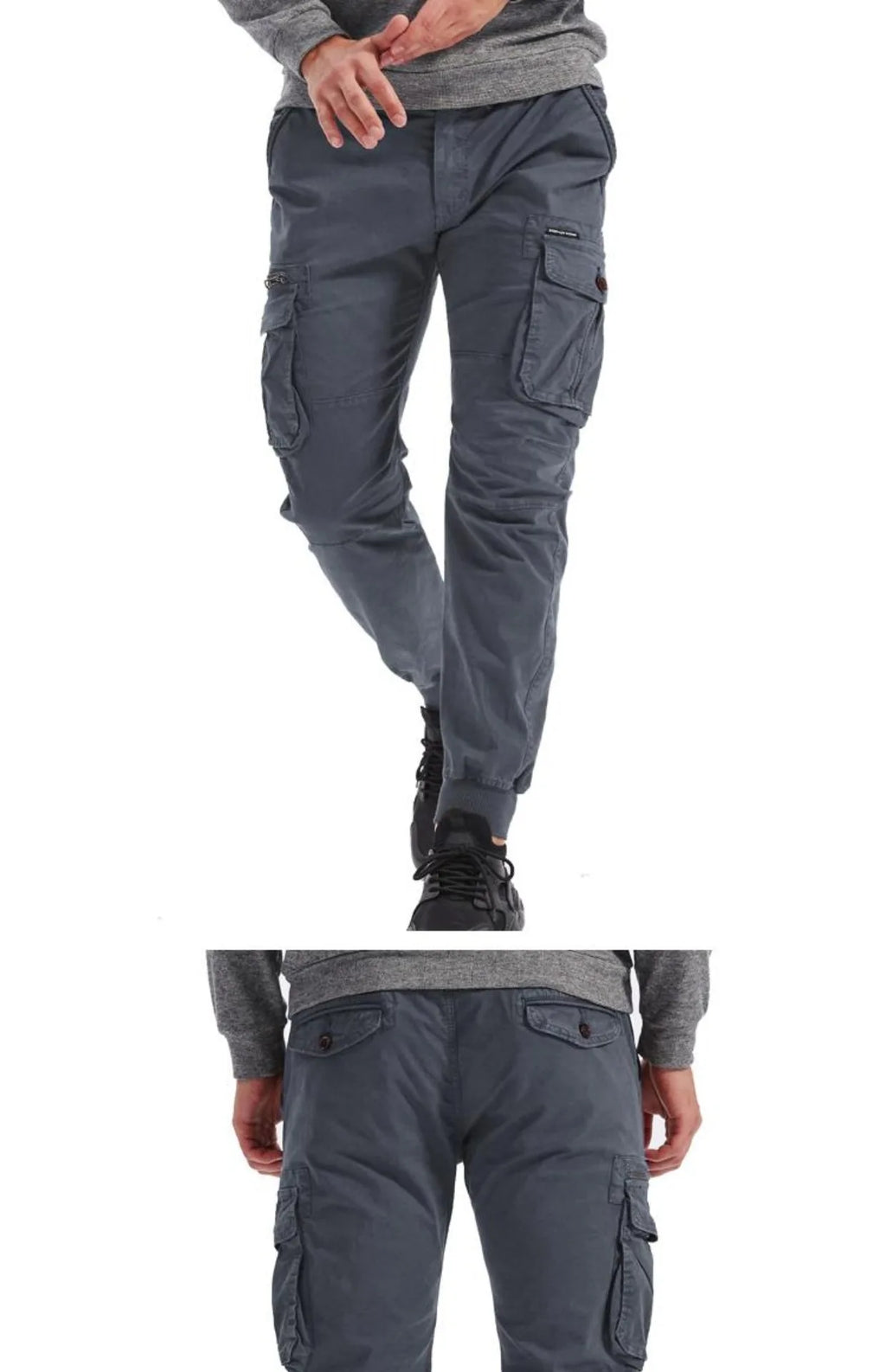 Spring Summer Men's Casual Fashion Work Pants Cuffed Multiple Pockets Slim Fit Youth Leisure Trousers Trendy Brand