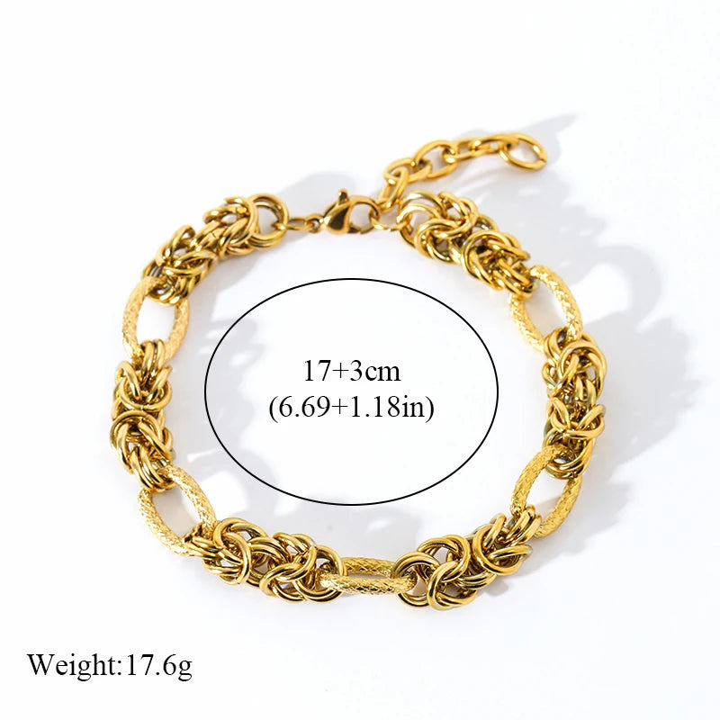 EILIECK 316L Stainless Steel Gold Color Bangles Bracelet For Women New Trendy Wrist Chain Waterproof Jewelry Gift Party Bijoux
