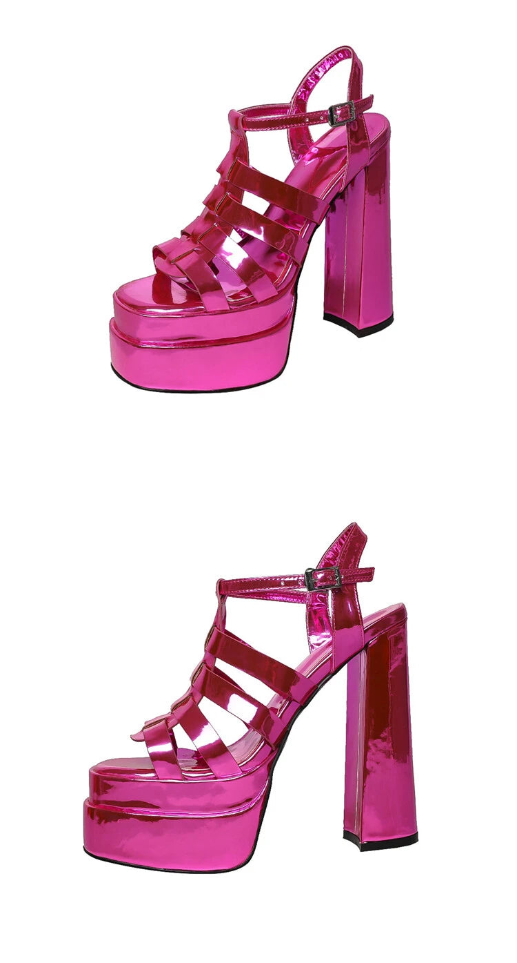 2024 Ladies High Heels Double Waterproof Platform Sandals for Women Luxury Brand Designer Summer Party Chunky Pumps and Shoes