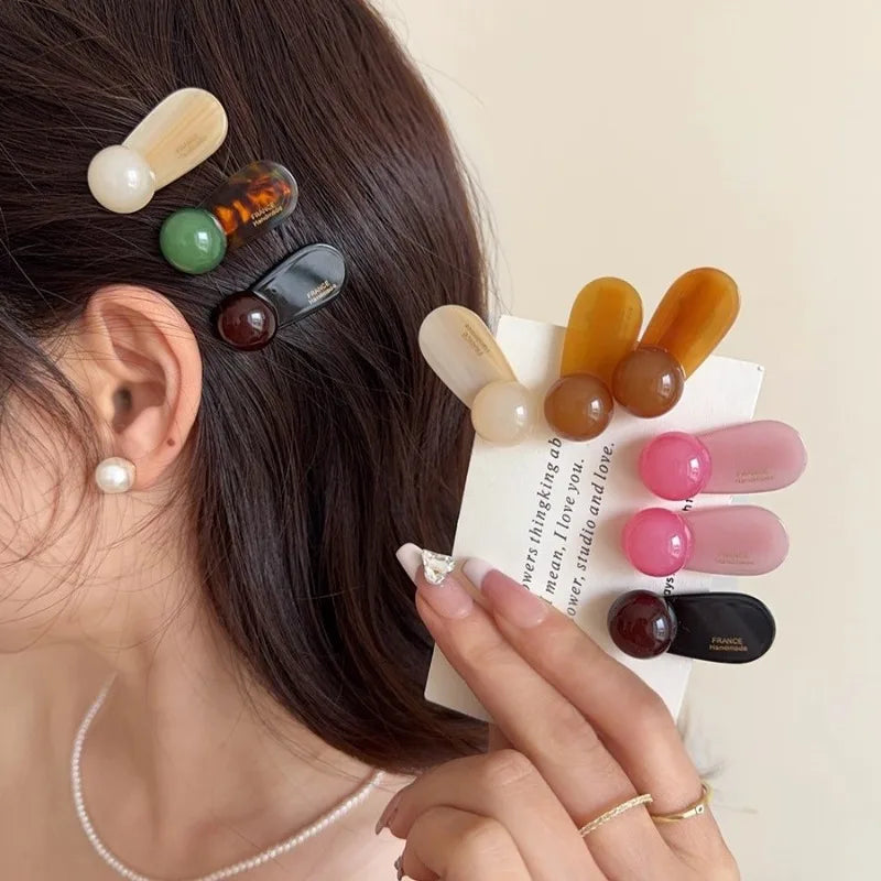 2pcs/set Mini Hair Clips for Women Sweet 3.5cm Bangs Edge Clip Cute Acetate Duckbill Girl New Arrivals Headwear Hair Accessories