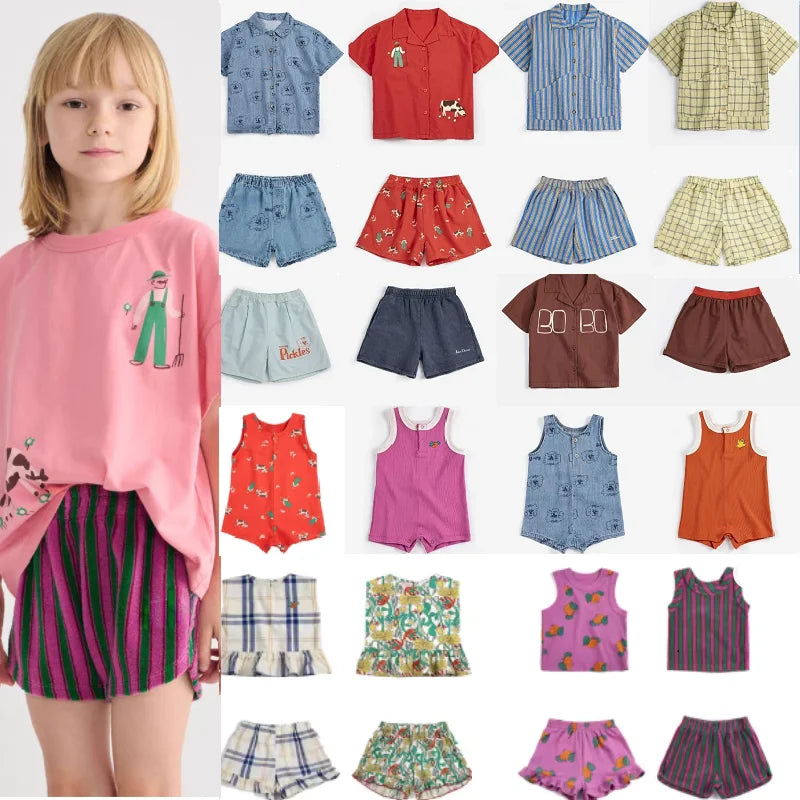Children's Shirts Shorts 2026 Summer New Arrivals Cartoon Fashion Cute Boys' Polo Shirt Cotton Printed Sweet Girls' Short-Sleeve