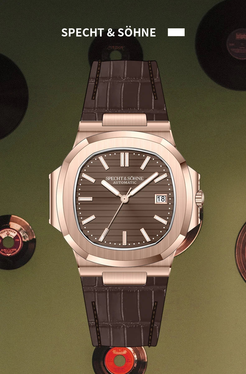 New Arrivals Specht & Söhne Mens Watches Classic Watch Automatic Watch Rose Gold Stainless Steel Relogio Masculino Waterproof