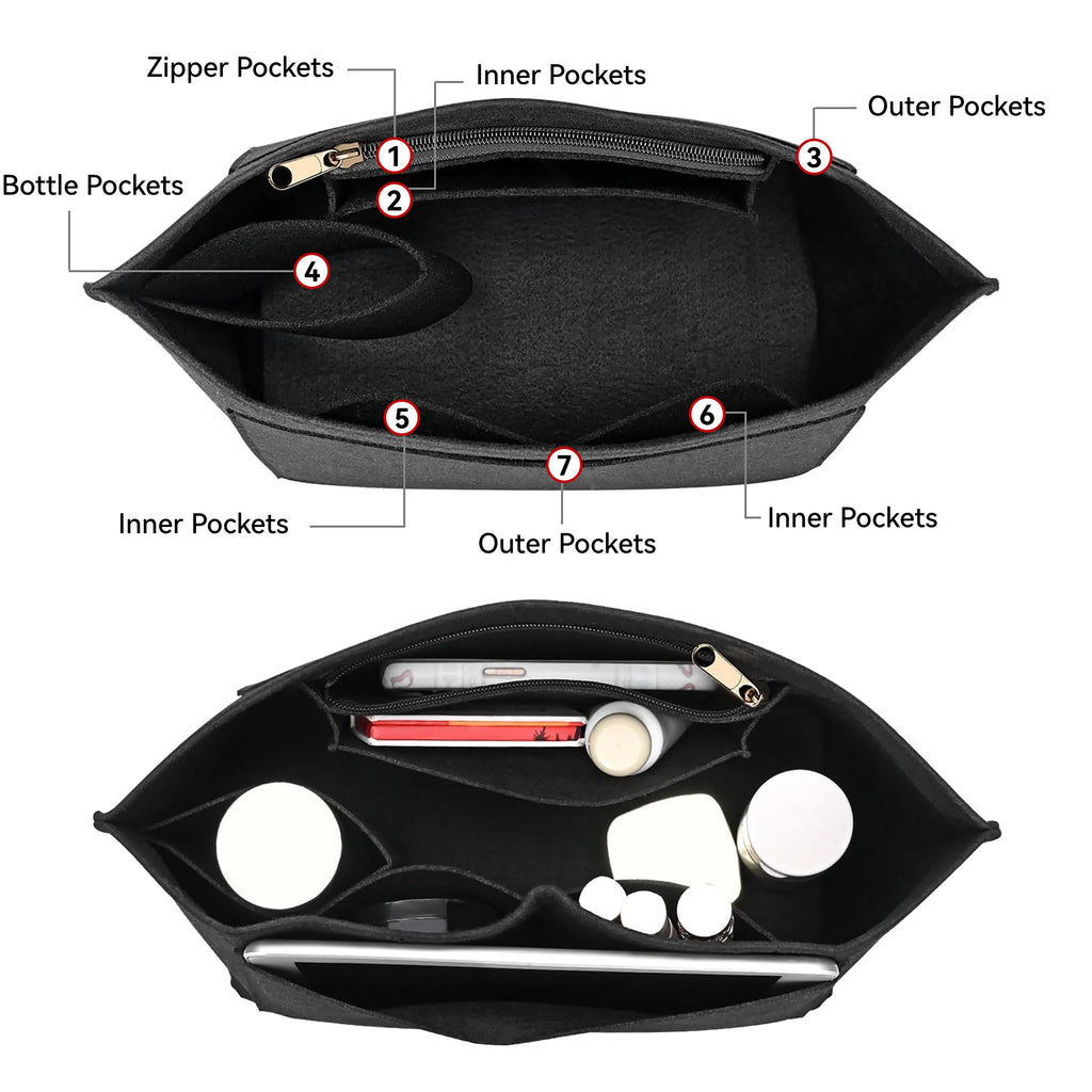 Felt Insert Bag Fits For Handbag Liner Bag Felt Cloth Makeup Bag Support Travel Portable Insert Purse Organizer