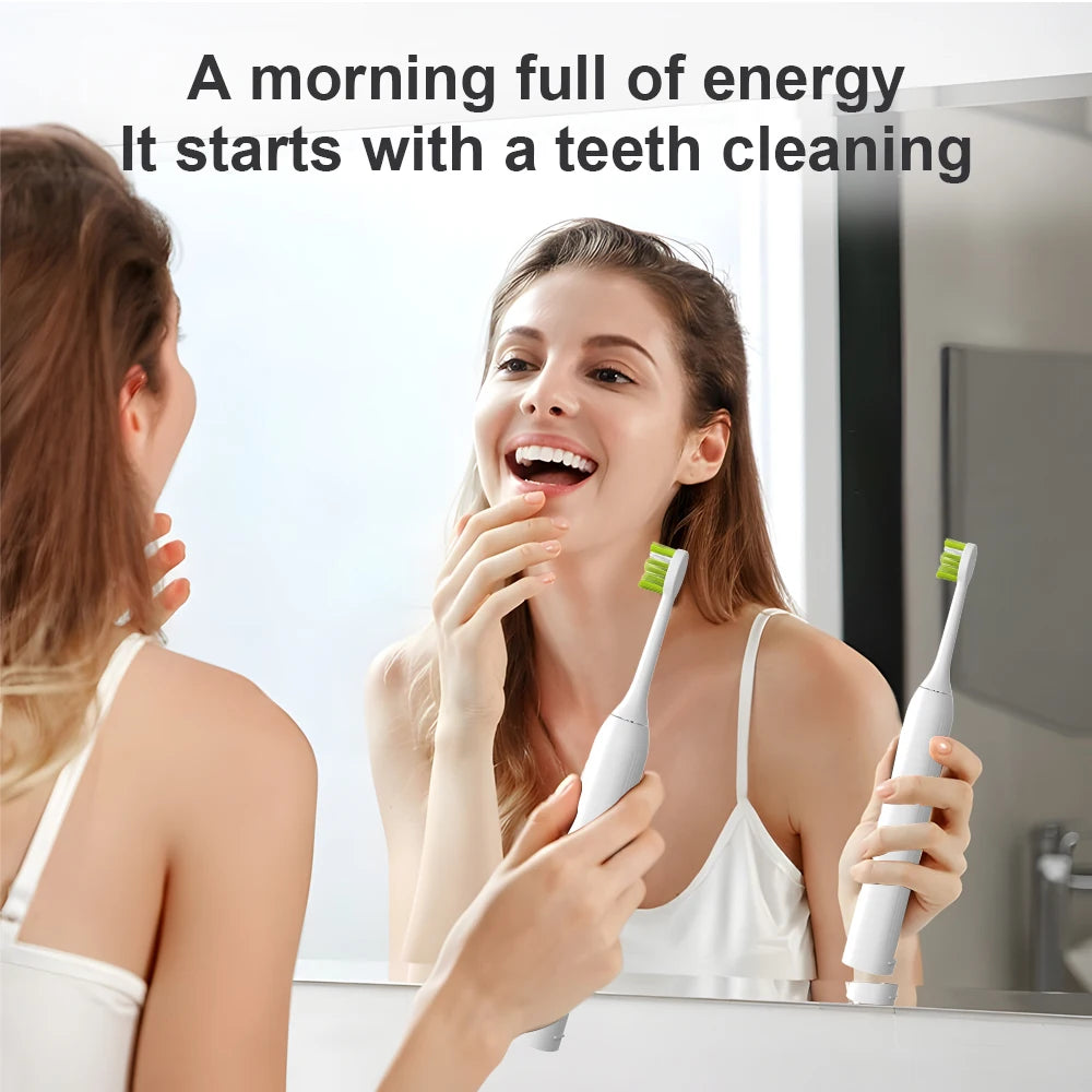 Electric sonic toothbrush with 6 toothbrush heads, USB rechargeable waterproof electric toothbrush, portable for travel
