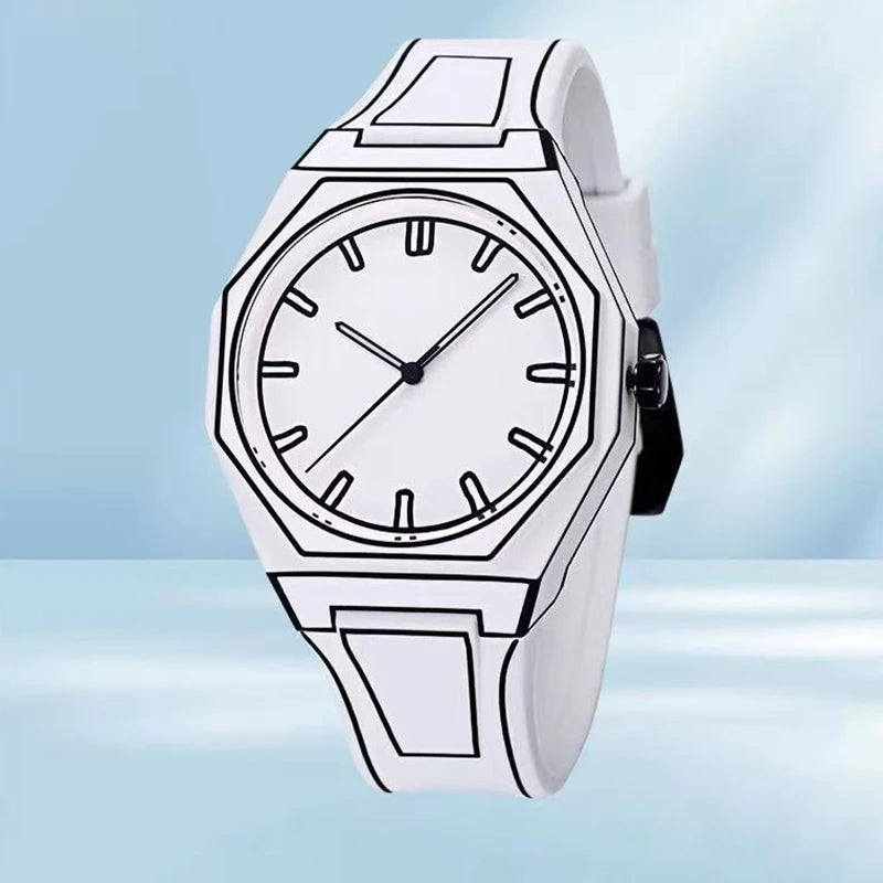 MAYZHISU Men's Watches Comic-book Style Men Quartz Wristwatch Silicone Strap Waterproof Cartoon Luxury Unisex Male's Clock Watch