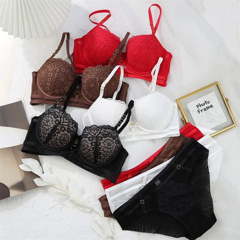 French Sexy Lingerie Underwear Lace Push Up Bra and Panties Set Beautiful High Quality Women Intimates New Arrivals