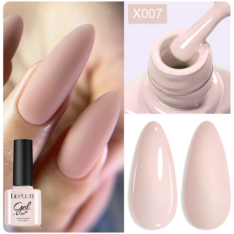 LILYCUTE 7ML Black White Color Gel Nail Polish Summer Colorful Gel Nail Art Semi Permanent UV Gel Soak Off UV LED Gel Varnishes