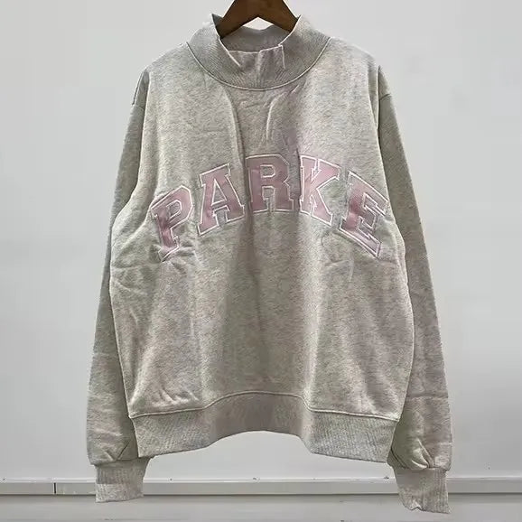 autumn winter Women's Pullover Hooded Sweatshirt with Letter Print and Zipper Closure