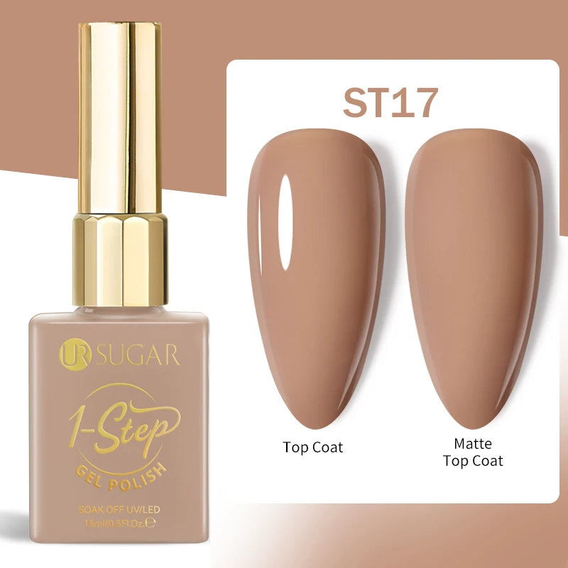 UR SUGAR 1-step Gel Polish 12ML Glitter Nail Spring Summer White Nude Pink Gel Nail Polish 3 IN 1 No Need Base Gel and Top Coat