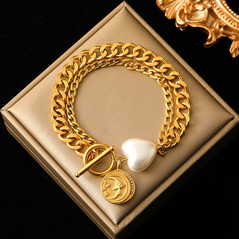 EILIECK 316L Stainless Steel Gold Color Bangles Bracelet For Women New Trendy Wrist Chain Waterproof Jewelry Gift Party Bijoux
