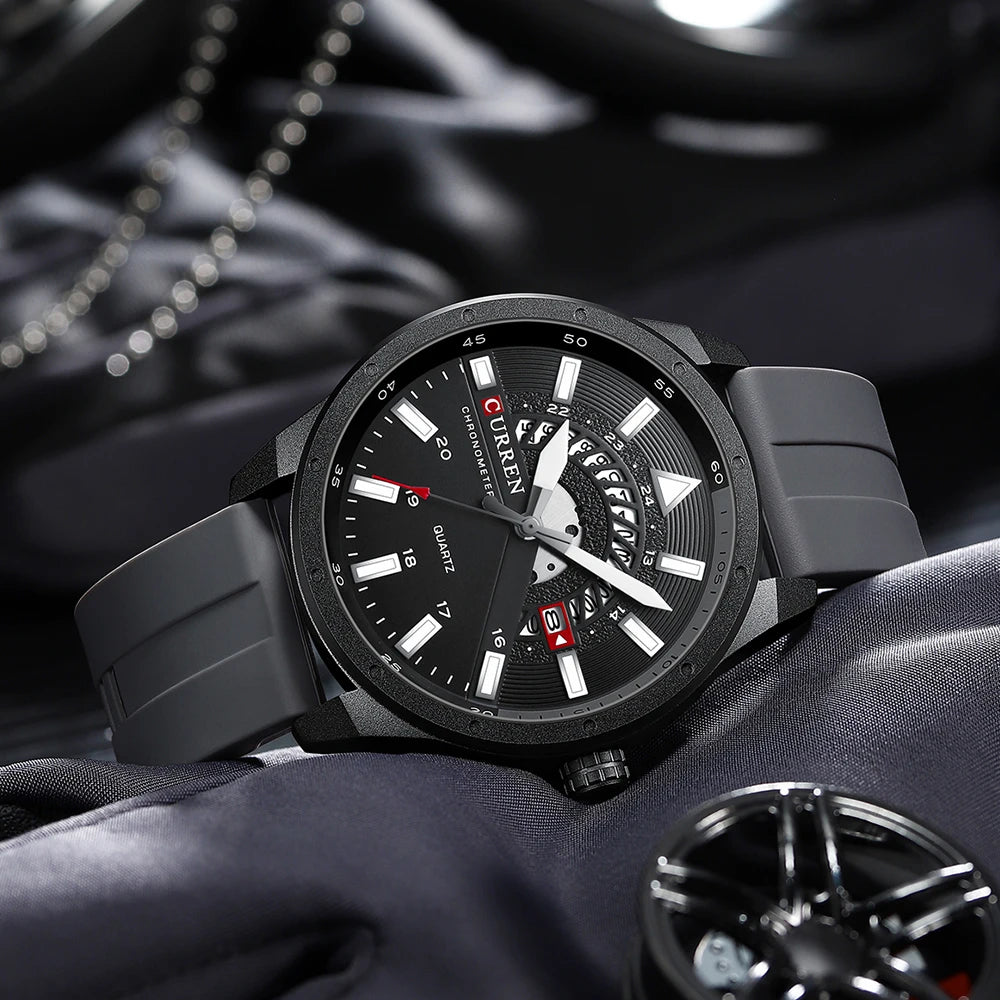CURREN 8421 Men's Watch Luxury Men's Quartz Watch Breathable Leather Strap Waterproof Business Casual Sports Men's Watch