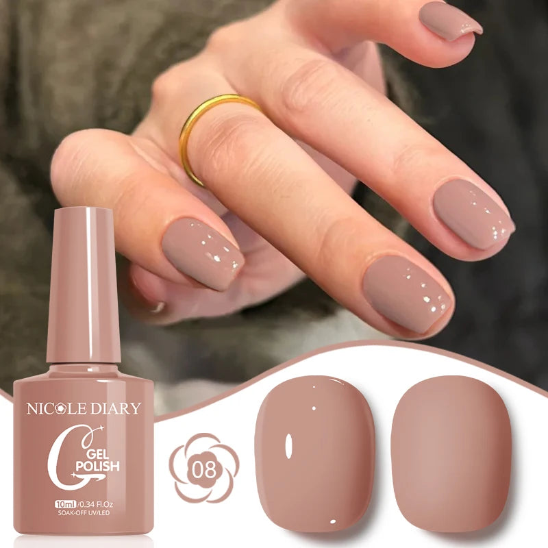 NICOLE DIARY Glass Beads Cat Magnetic Gel Nail Polish Spring Summer Gel Nail Sparkly Gel Varnish Soak off Nail Manicure Art