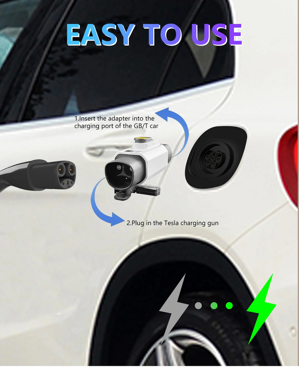 For Tesla charging station Tesl a to GBT Electric Car 250V EV Charger 32A 7KW NACS To GBT With Anti-theft lock Adapter BYD