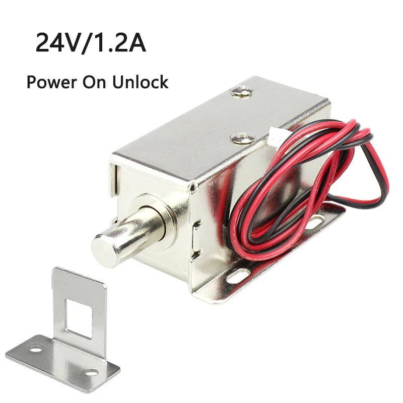 Small Electric Bolt Lock DC12V Magnetic Lock Access Control Electronic Lock Concealed Cabinet Lock Normally Closed Electric Lock