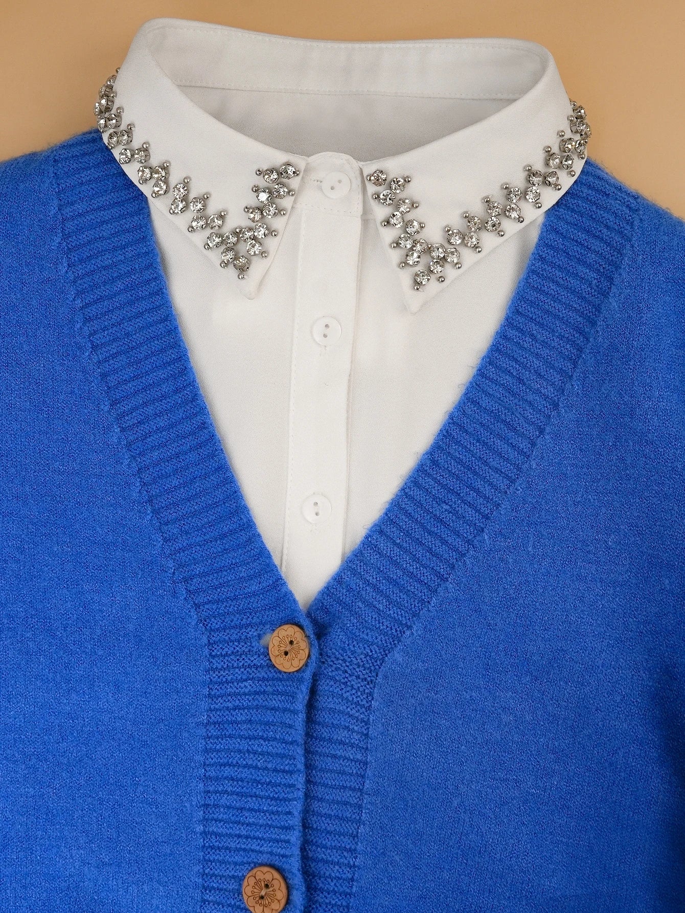 Women's Fashion Solid Color Elegant and Versatile Beaded Detachable Collar for Spring and Summer New Arrivals