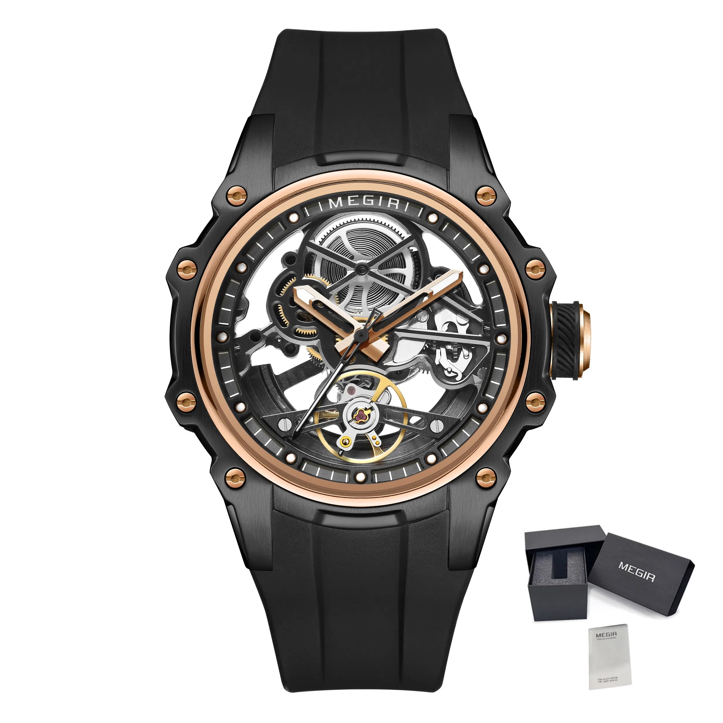 MEGIR Fashion Men's Full Automatic Watches Hollow Out Luminous Sports Mechanical Watch Waterproof Wristwatches Reloj Hombre 2243