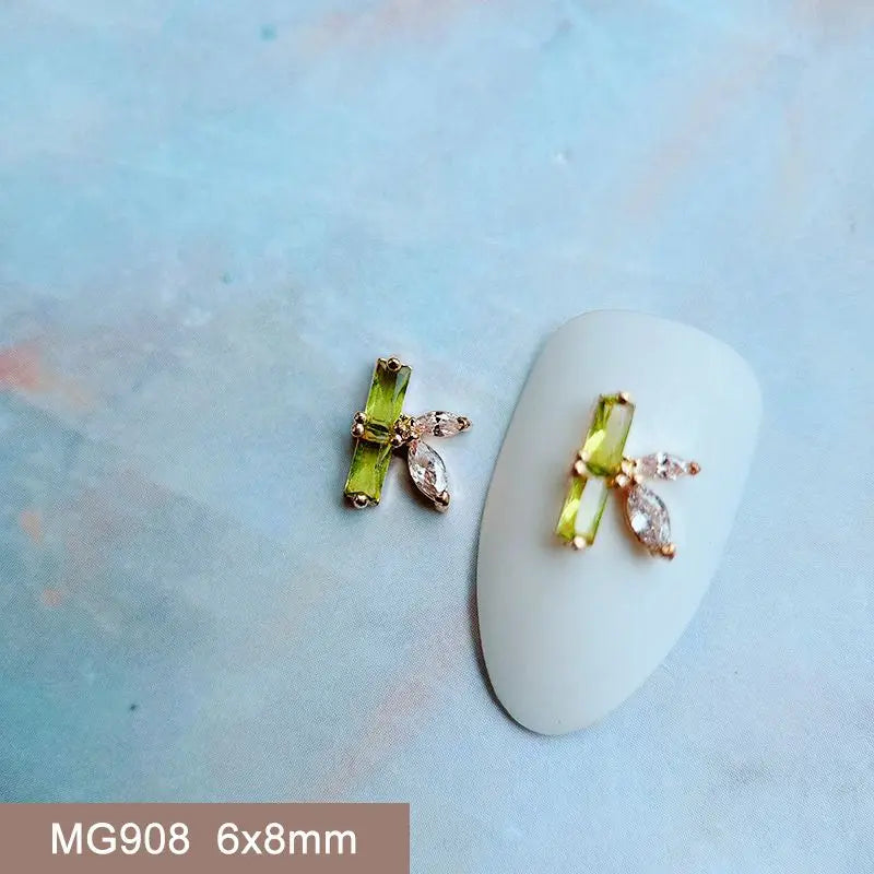 10pcs Summer Shell Starfish Cherry Zircon Crystals Metal Nails Jewelry Decorations Nail Art Accessories Charms Parts Supplies