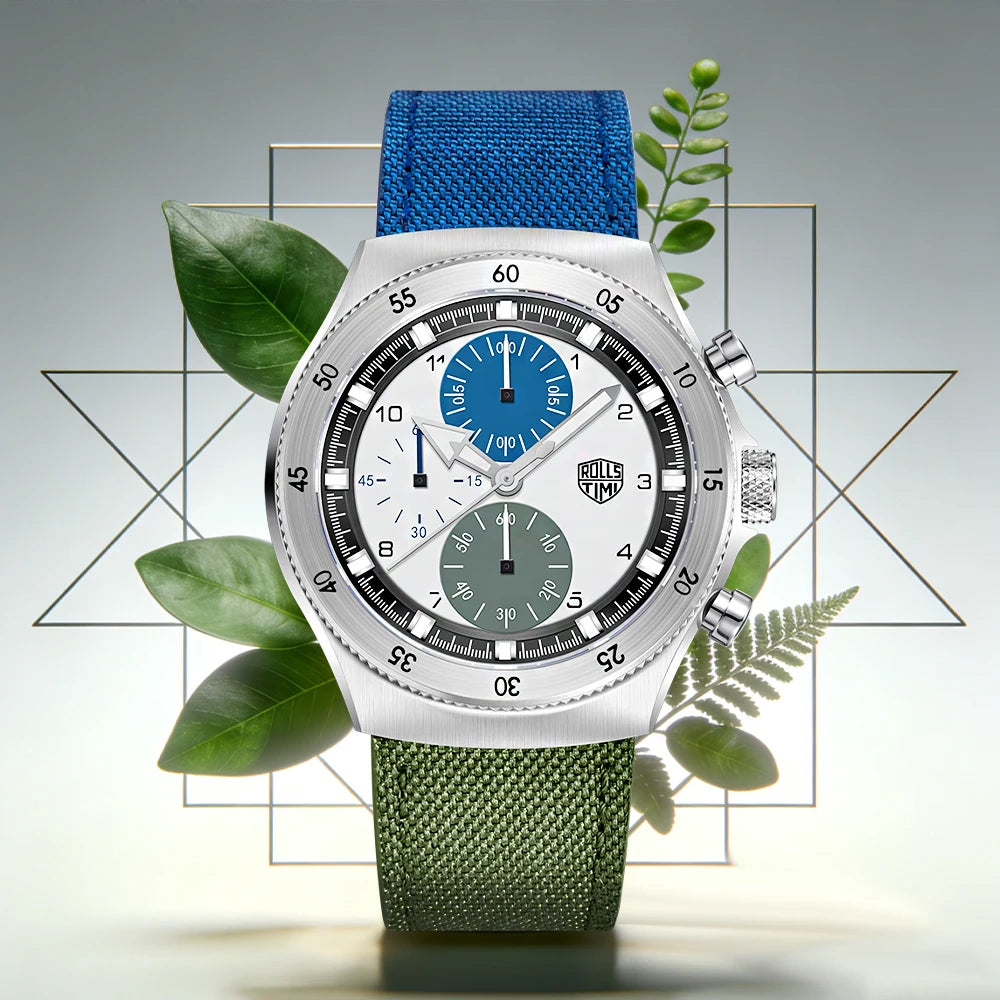 2026 new men's casual quartz watch top luxury sapphire TMI VD55 nylon men's chronograph waterproof sports men's watch luminous