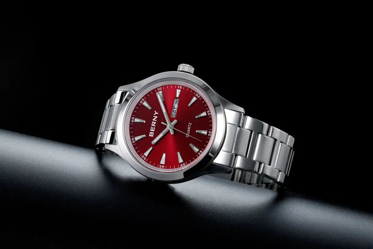 BERNY Watches for Men 40mm Luminous Elegance Dress Quartz Watch Calendar Week Luxury Waterproof Casual Business Men's Wristwatch