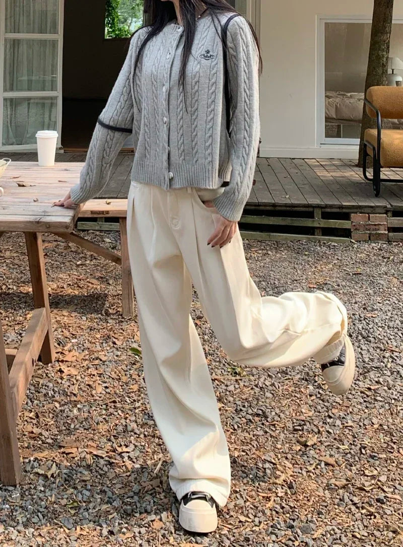 ZOENOVA Early 2024 Baggy Retro Jean Woman Nostalgic Loose Wide Leg Jeans White Pants Women Fashion Korean Pantalones De Mujer