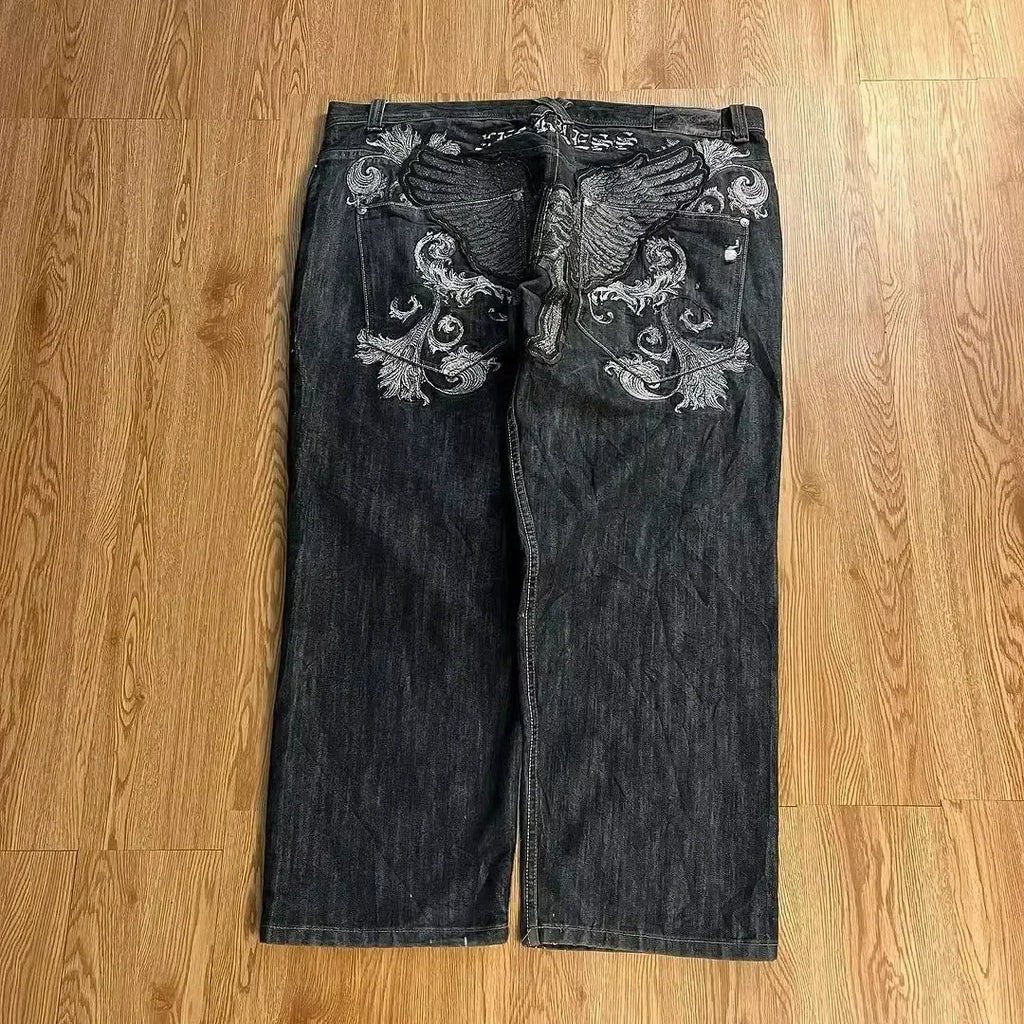 Affliction New Jeans American New Fashion Embroidered Loose Jeans Men and Women Street Casual Floor Mopping Pants