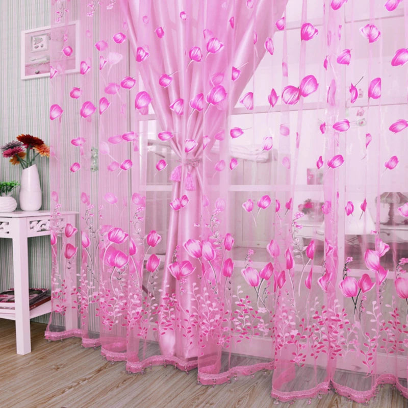 1Pc Modern Tulip Window Screen Living Room Bedroom Door Kitchen Drape Curtain Home Decoration Supplies 2030