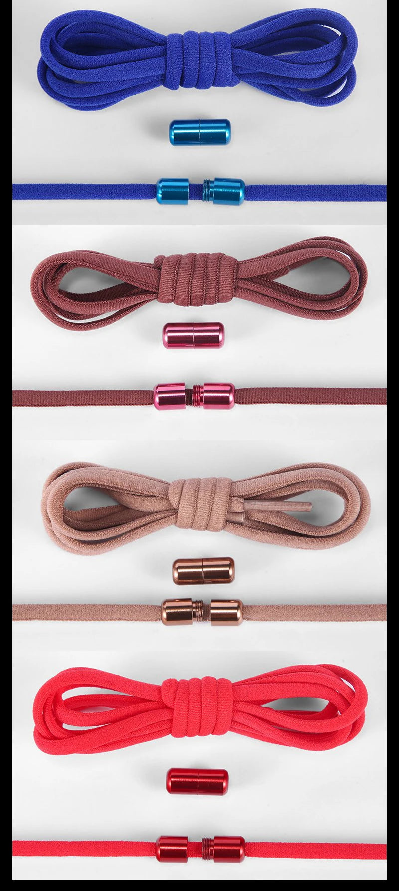 Clearance_21 Colors No Tie Shoelaces For Sneakers Elastic Shoe Laces Round Metal Lock Lazy Shoelace 1 Second quick on and off un