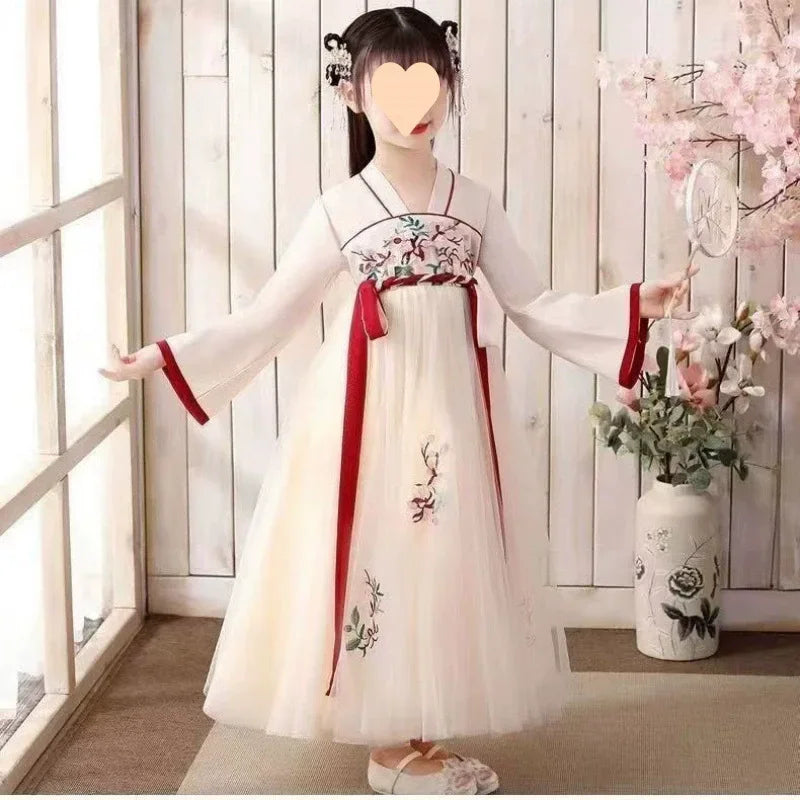 Kids Fairy Tang Costume Girls Casual Dresses Hanfu Girl Summer Children's Clothing Outfit Princess Dress Baby Vestido Robe Fille