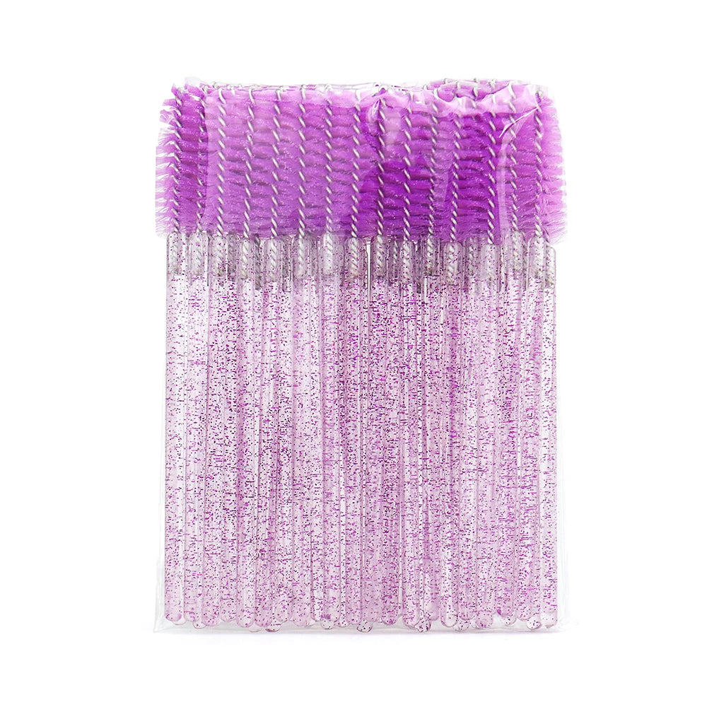 GLAMLASH 50PCS Disposable Eyelash Brushes Lashes Extension Eyebrow Brush Mascara Wands Applicator Makeup Tool