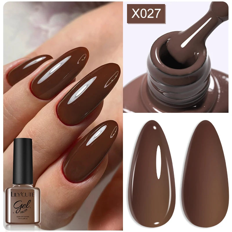 LILYCUTE 7ML Black White Color Gel Nail Polish Summer Colorful Gel Nail Art Semi Permanent UV Gel Soak Off UV LED Gel Varnishes