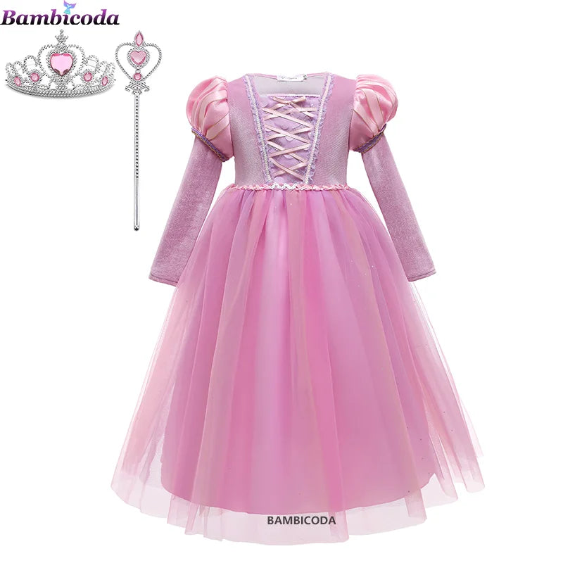 Girl Costume Rapunzel Princess Party Dresses for Girls Tangled Cosplay Vestido Dresses Ball Gowns 3-10Yrs dresses
