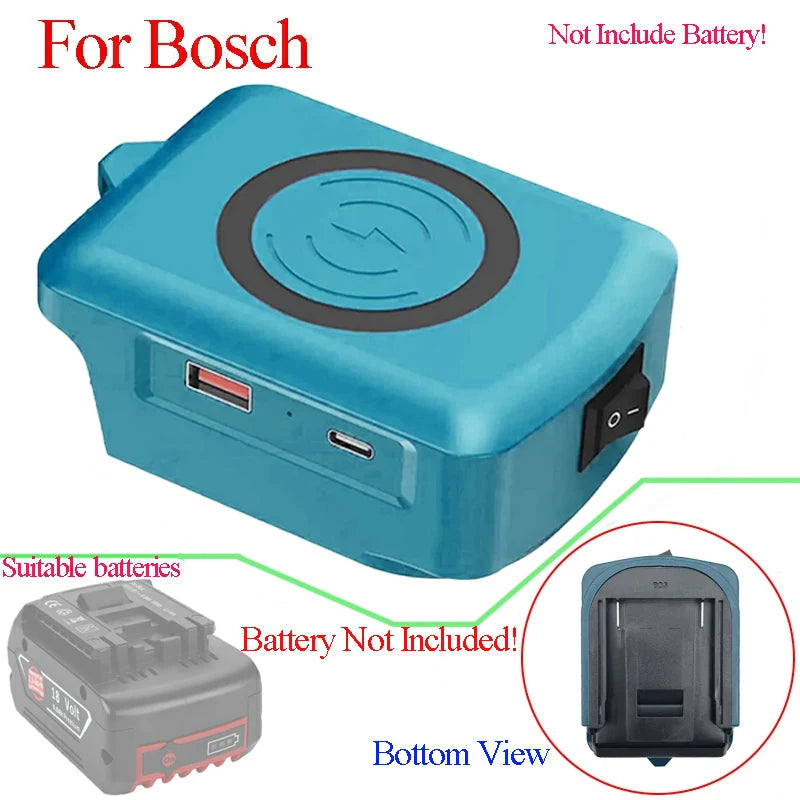 For Makita For Dewalt 20V For Milwaukee For M18 For Bosch 18V Lithium Battery Wireless Charger Adapter USB Type C Power Bank