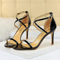 Women Fetish 8cm 11cm High Heels Summer Mid Low Heels Champagne Gold Sandals Roman Pumps Lady Gladiators Stiletto Stripper Shoes