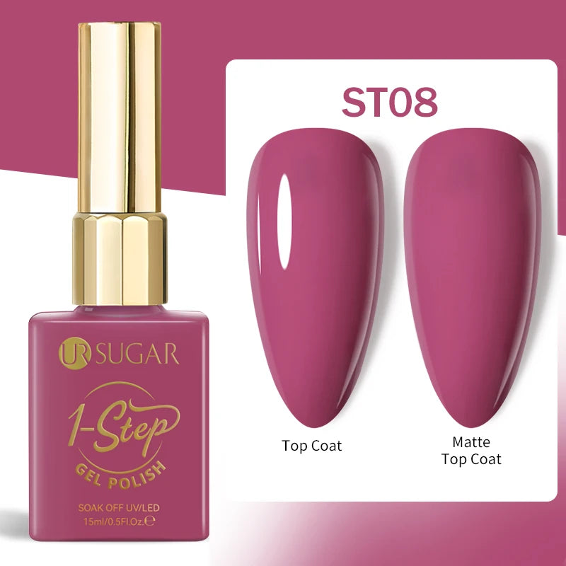 UR SUGAR 1-step Gel Polish 12ML Glitter Nail Spring Summer White Nude Pink Gel Nail Polish 3 IN 1 No Need Base Gel and Top Coat