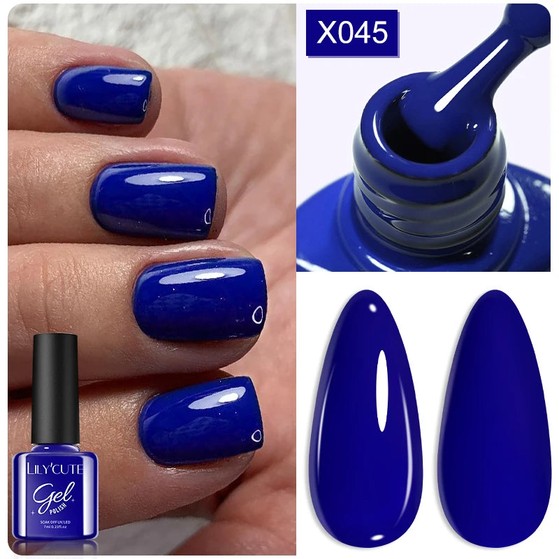 LILYCUTE 7ML Black White Color Gel Nail Polish Summer Colorful Gel Nail Art Semi Permanent UV Gel Soak Off UV LED Gel Varnishes