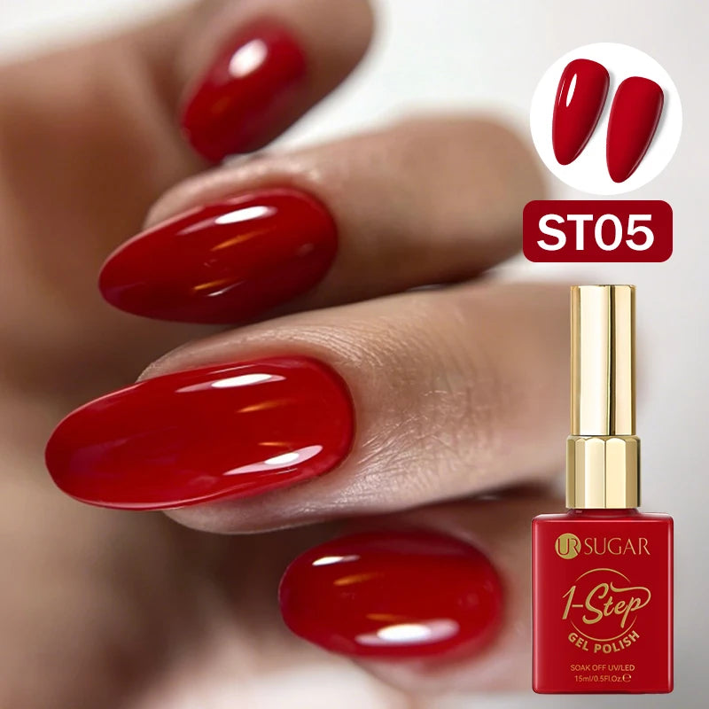 UR SUGAR 15ml 1 Step Gel Polish  Nail Art Manicure 3 IN 1 Gel Soak Off LED UV Gel Nail Varnishes No Need base top gel