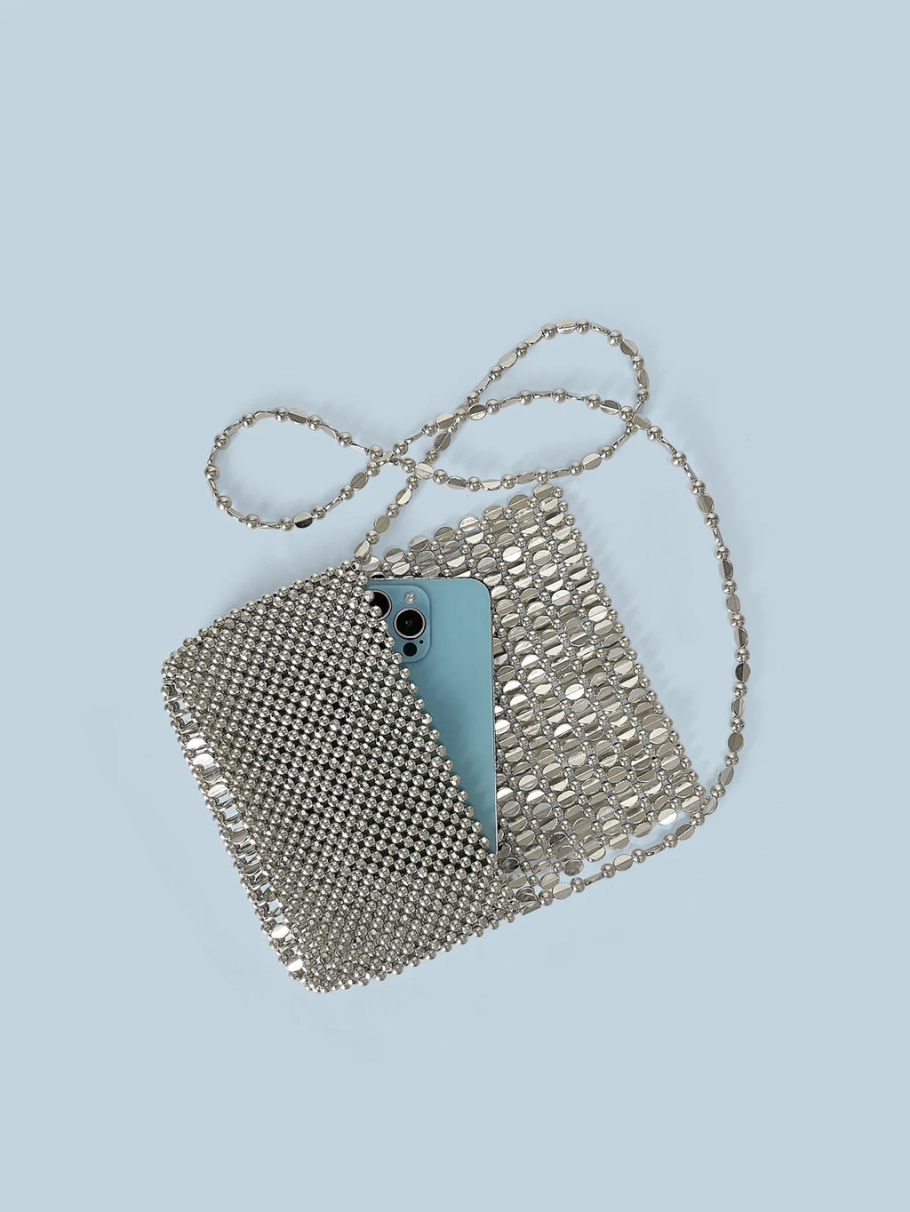 Summer New Blingbling Retro Silver Hollow Design Handmade Beaded Flip Phone Bag
