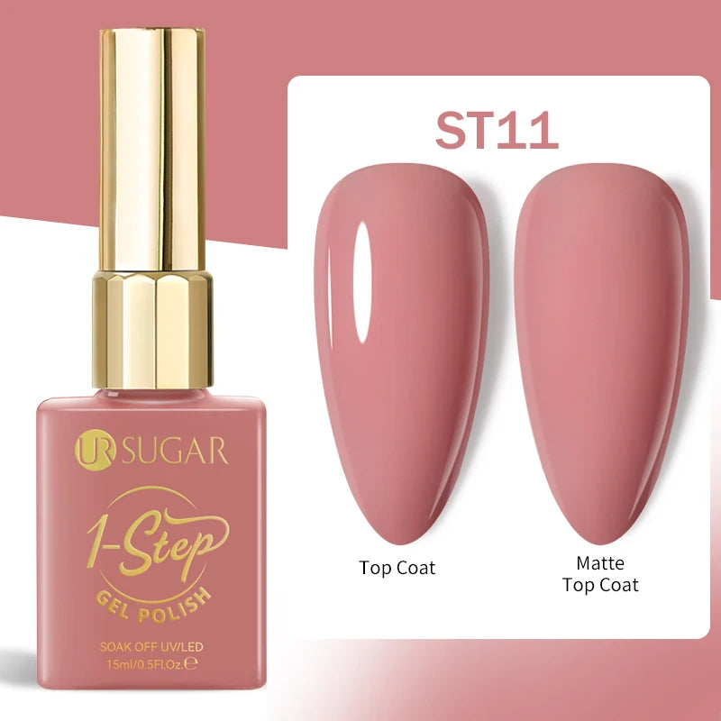 UR SUGAR 1-step Gel Polish 12ML Glitter Nail Spring Summer White Nude Pink Gel Nail Polish 3 IN 1 No Need Base Gel and Top Coat