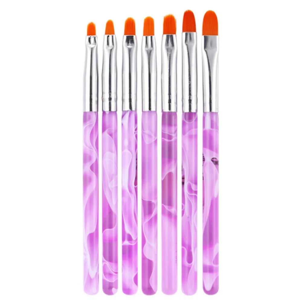 7Pcs/Set Nylon Hair UV Gel Acrylic Nail Art Builder Brush Pen Drawing Pens For Nail Design Nail Supplies For Professionals