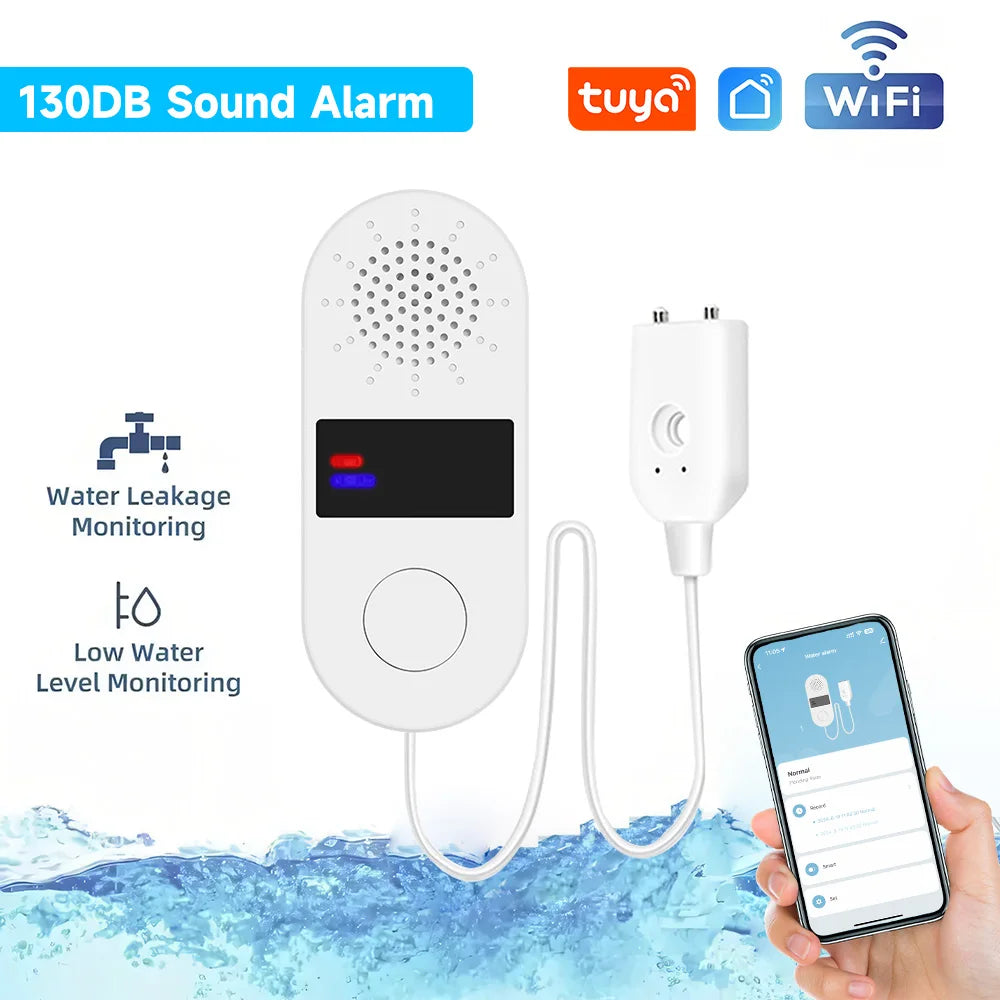 Tuya Wifi Water Leak Detector with Sound and Light Alarm 130dB Tuya Water Leak ZigBee Smart Home Water Alarm Sensor App Control