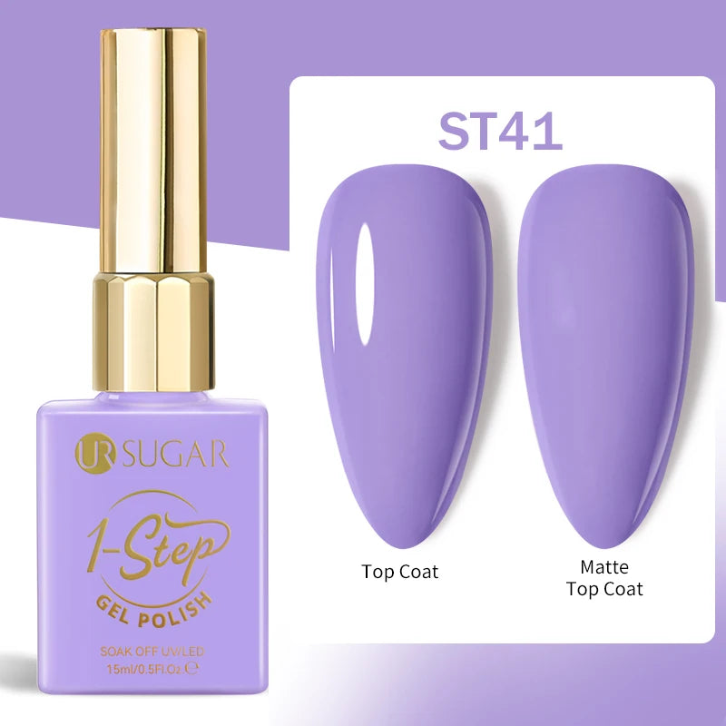 UR SUGAR 1-step Gel Polish 12ML Glitter Nail Spring Summer White Nude Pink Gel Nail Polish 3 IN 1 No Need Base Gel and Top Coat