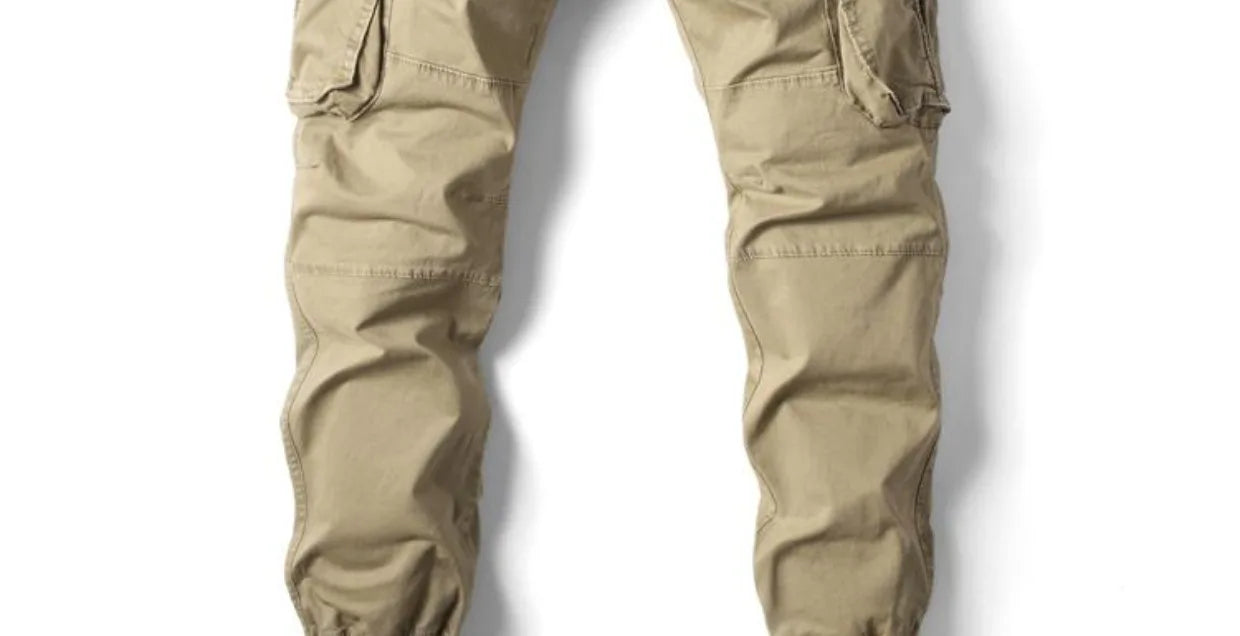 Spring Summer Men's Casual Fashion Work Pants Cuffed Multiple Pockets Slim Fit Youth Leisure Trousers Trendy Brand