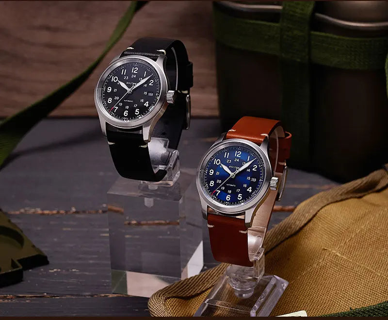 Baltany Military Field Watch S2049 Sapphire Calendar 24H Indicator Luxury Men's NH35 Auto Mechanical Homage Waterproof Watches