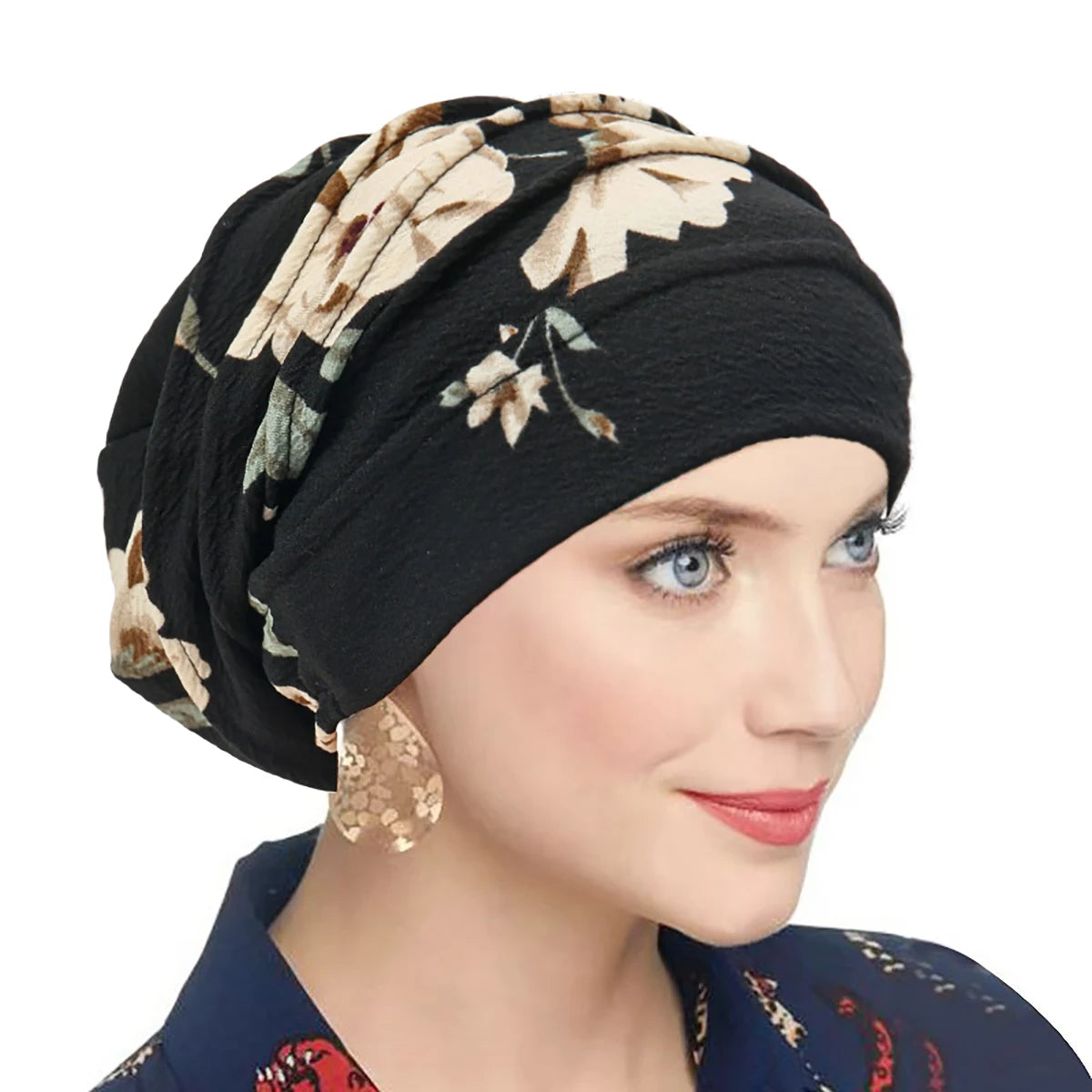 Trendy Printed Flower Cap Night Sleeping Cap Muslim Women Hijab Leopard Bonnet Ladies Headscarf Convenient Hat Wrap